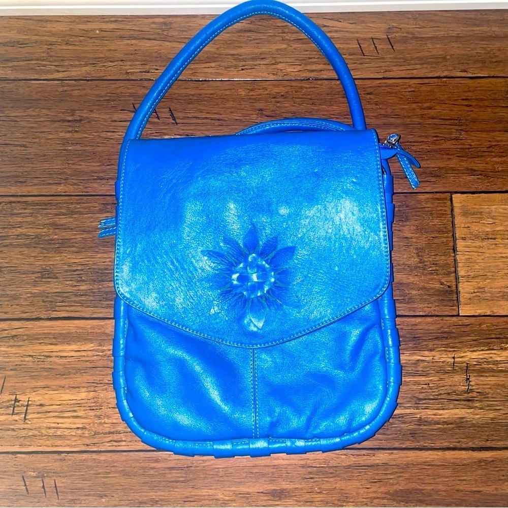 Colombian leather bag blue satchel artisan bag travel tassel bag messenger purse